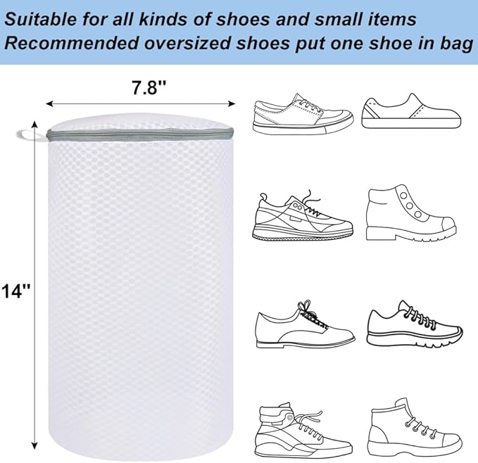 1pc Durable Polyester Mesh Laundry Bag for Sneakers, Running Shoes, Socks & Bras - Zippered Washing Machine Shoe Storage Bag, Travel Organizer