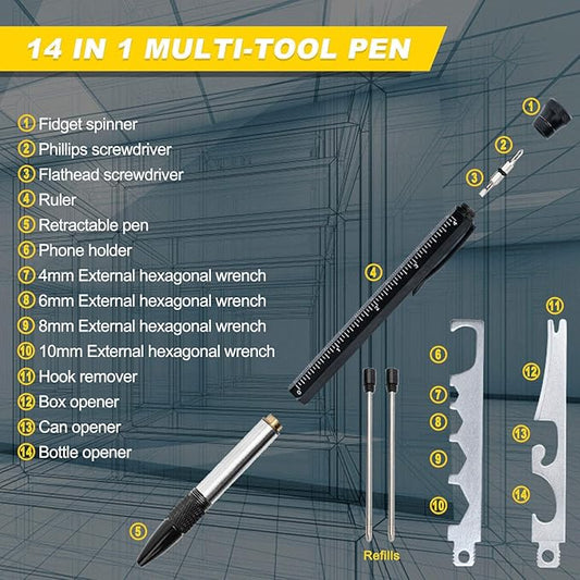 14 in 1 Multitool Fidget Pen, Multi-Tool Pens