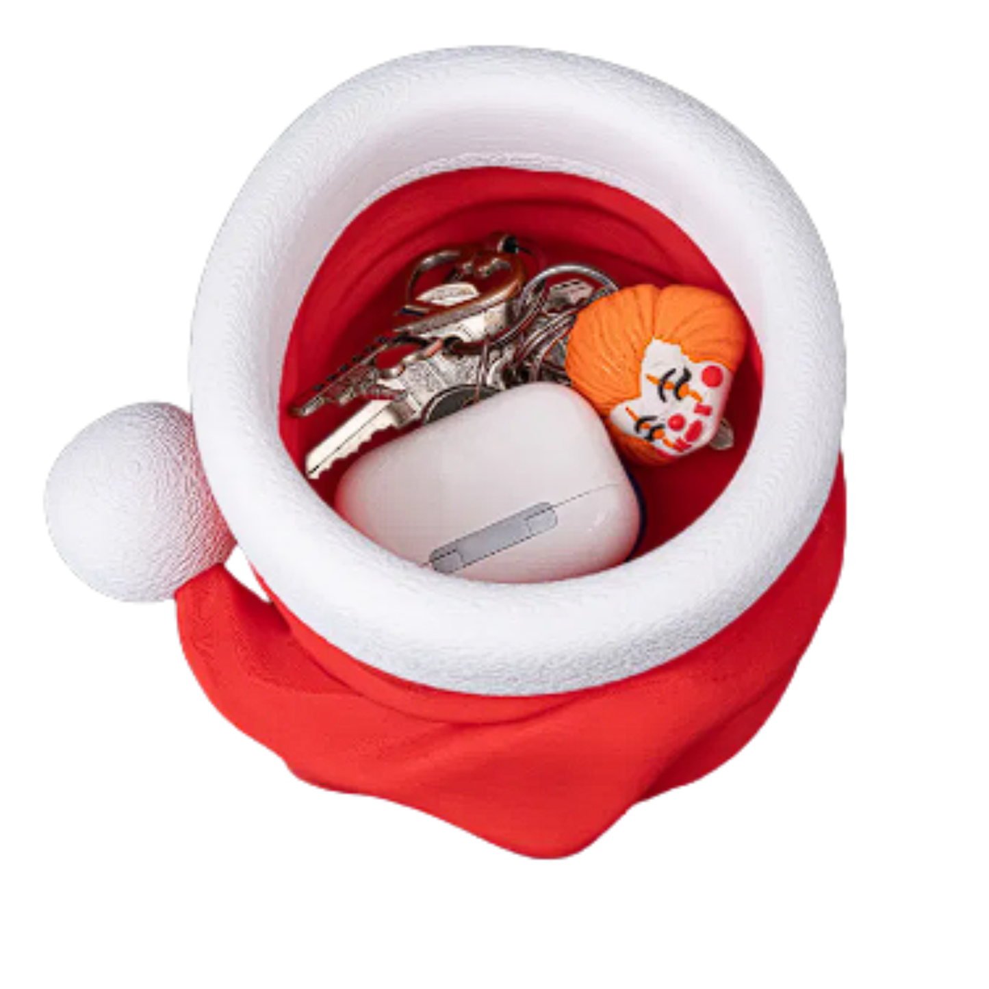 BuildInk Santa Hat Candy Bowl - 3D Printed Christmas Treat Dish - Textured White