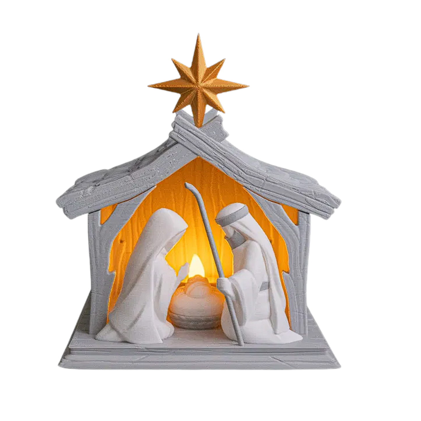 Modern Nativity Set 3D Printed Statue - Mary Joseph Jesus - Christmas Mantle Decor