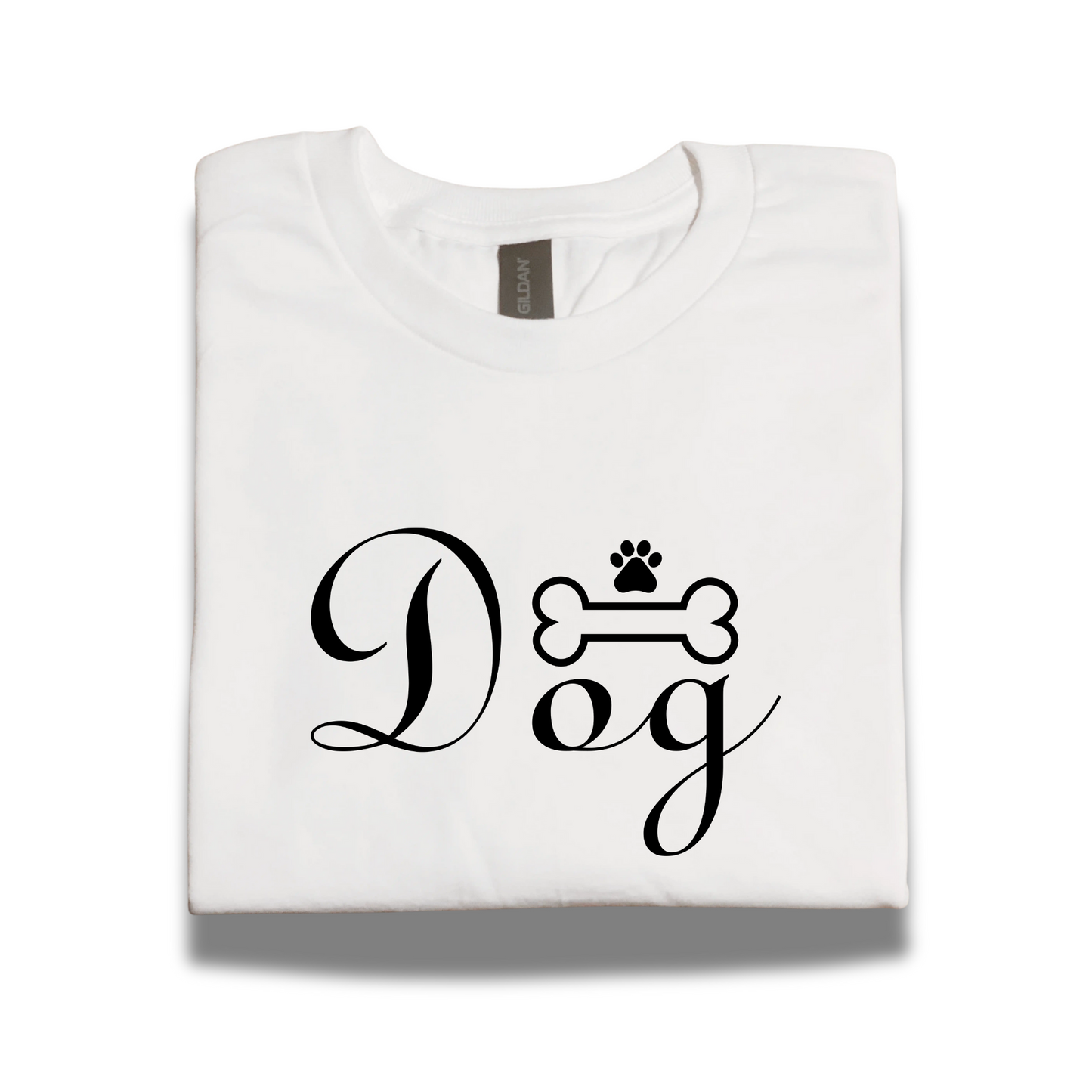 Dog Graphic T-Shirt – White Tee with Black Vinyl Print – Pet Lovers Gift – Unisex Sizes S–3XL
