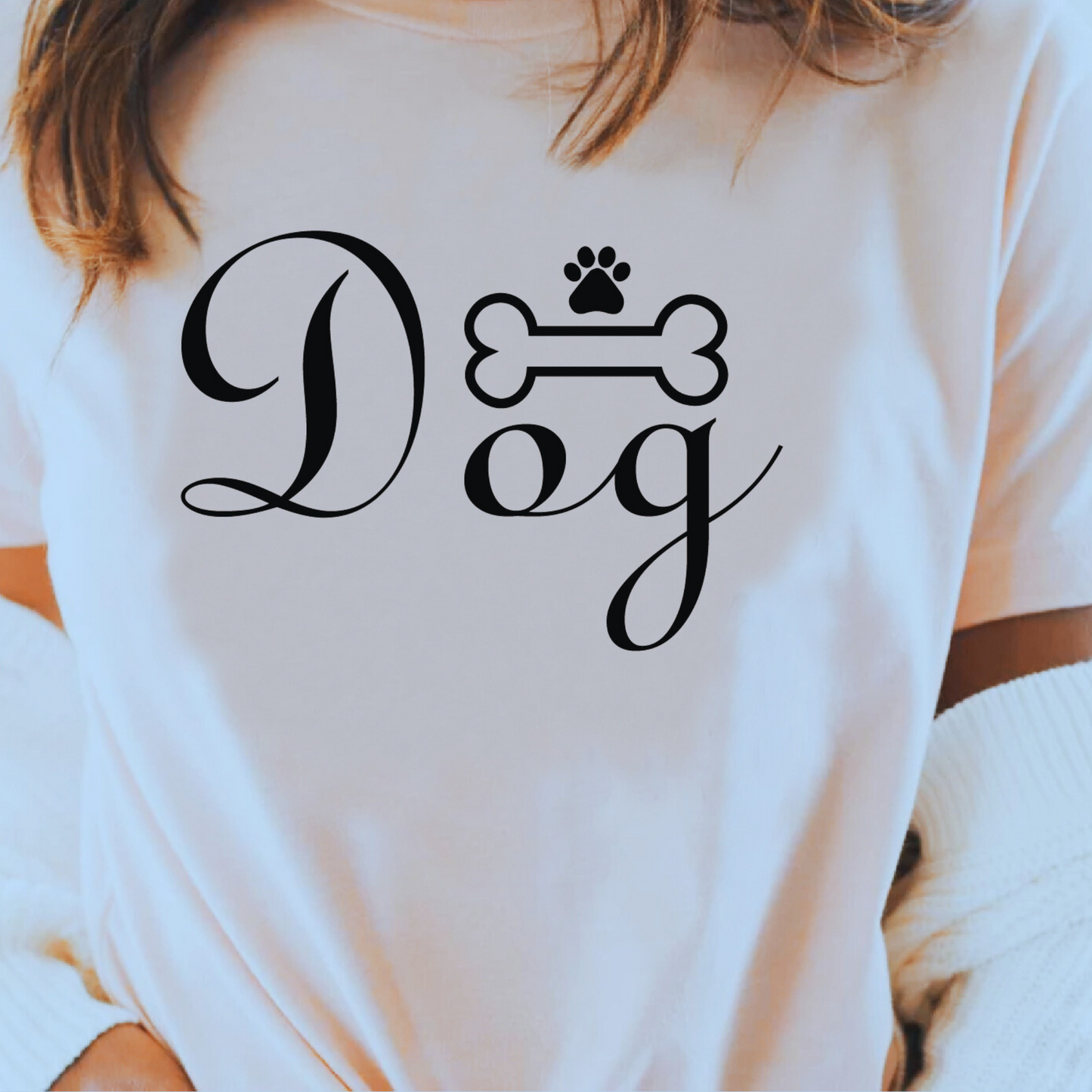 Dog Graphic T-Shirt – White Tee with Black Vinyl Print – Pet Lovers Gift – Unisex Sizes S–3XL