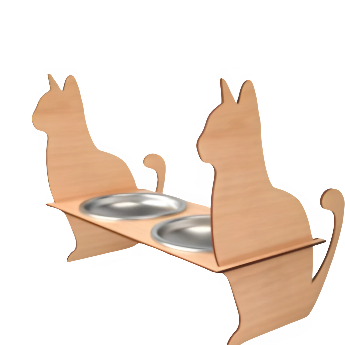 Natural Wood Elevated Cat Feeder Stand – Double Bowl Holder (Bowls Not Included)