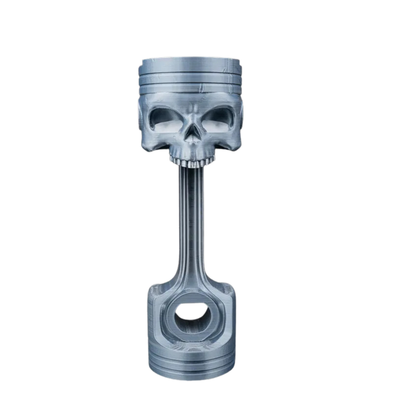 3D Printed Skull Headphone Stand β Piston Engine Design β Silver Finish
