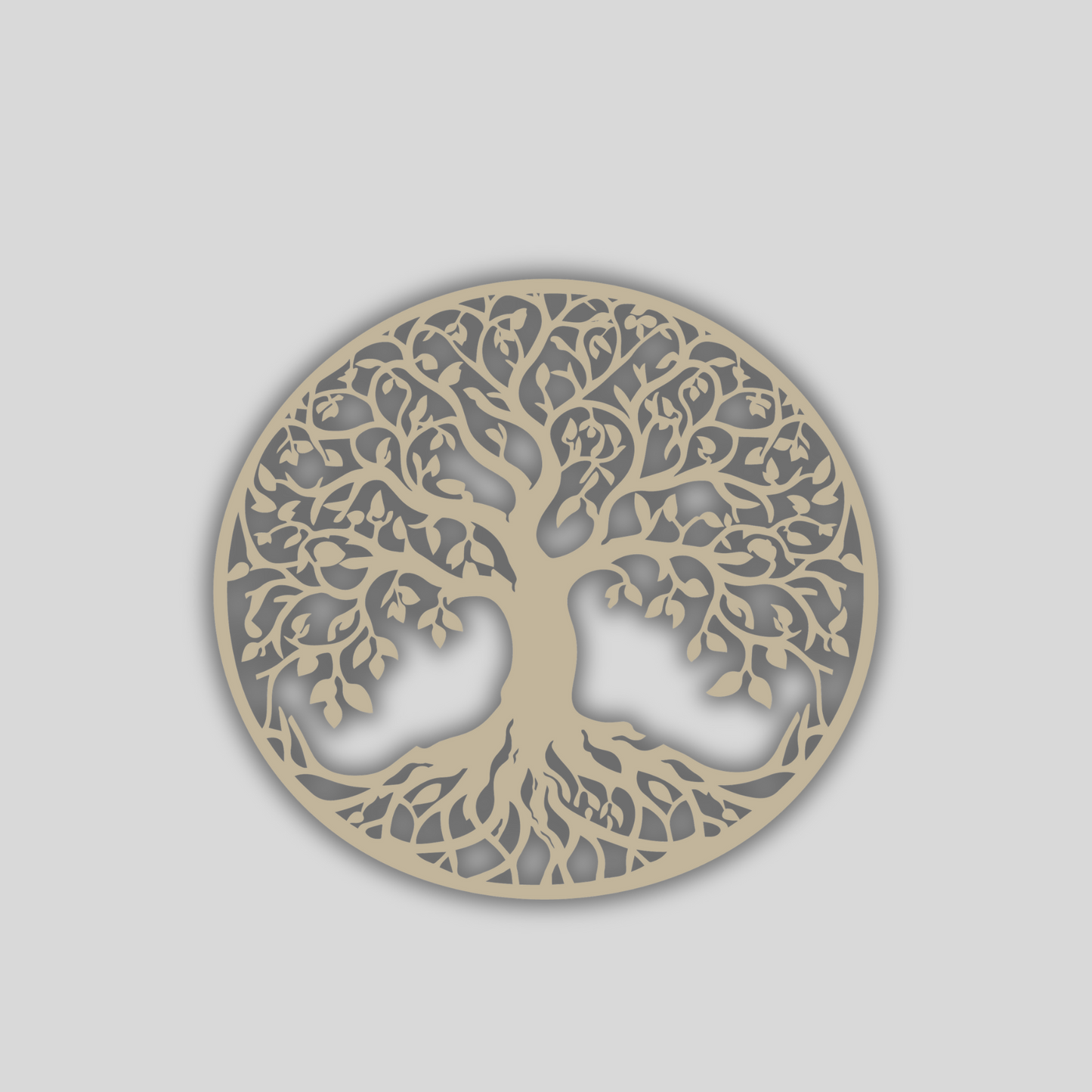 Unpainted Wooden Tree of Life Wall Art – 11.5 Inch Round – 3.5mm Thick Laser Cut Natural Wood
