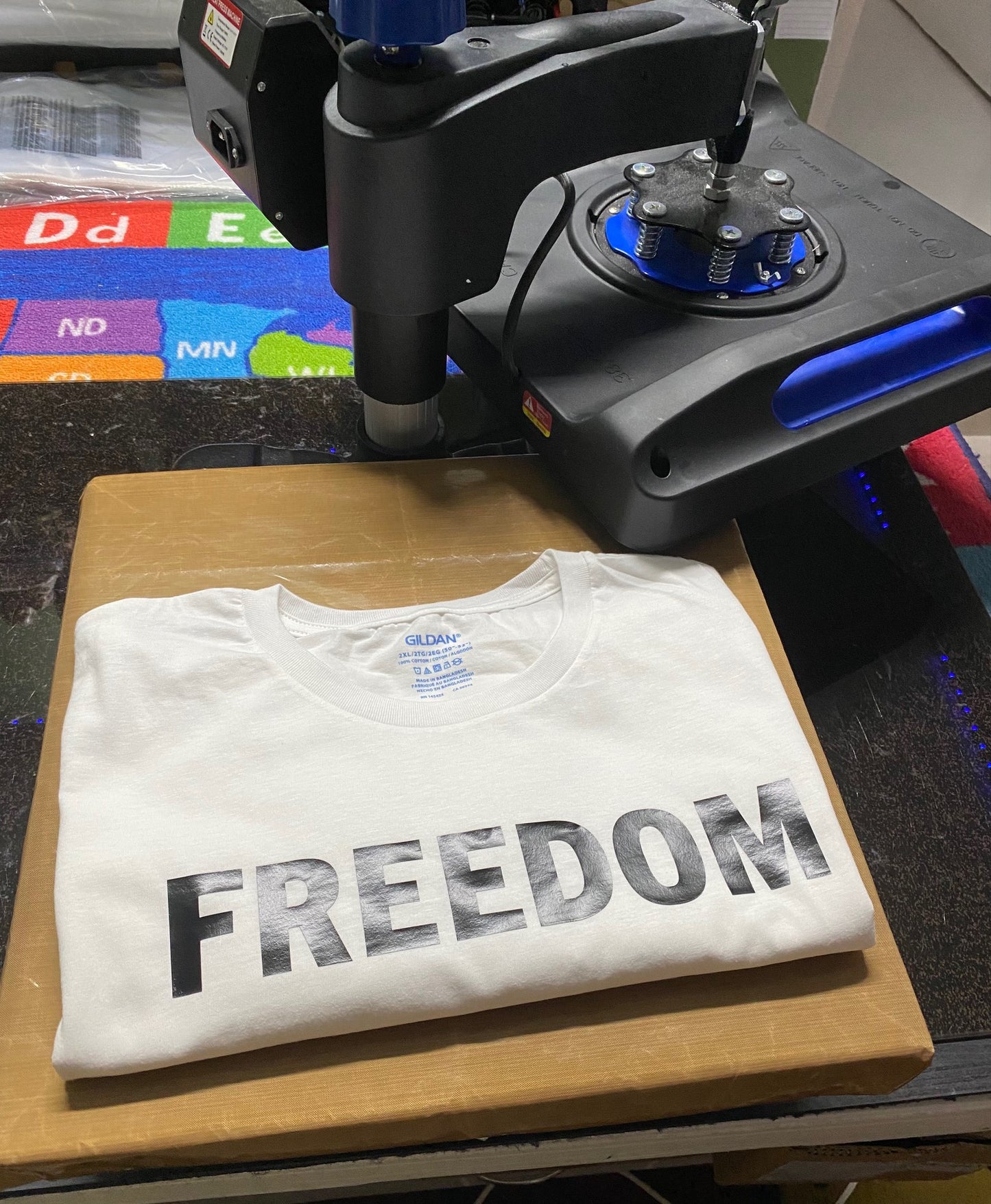 FREEDOM T-Shirt – Bold Black Print on White Tee – Sizes M L XL 2XL 3XL – Gildan Cotton