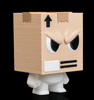 📦 3D Printed Designer Toy: Angry Cardboard Box Figure ðŸ˜
