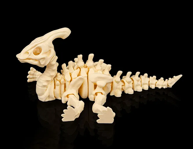 🦴 3D Printed Fossil Art: Detailed Parasaurolophus Skeleton Figure 🦖