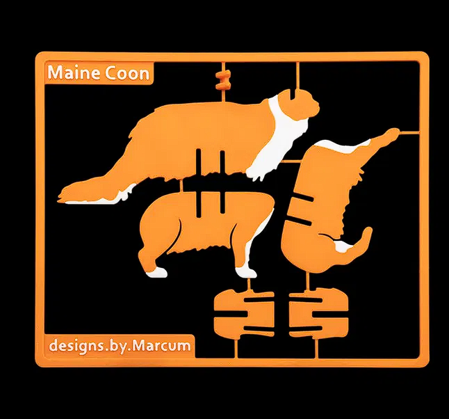 Maine Coon Cat Kit Card Model 3D | Feline Decor | Easy Assembly PLA Puzzle Gift