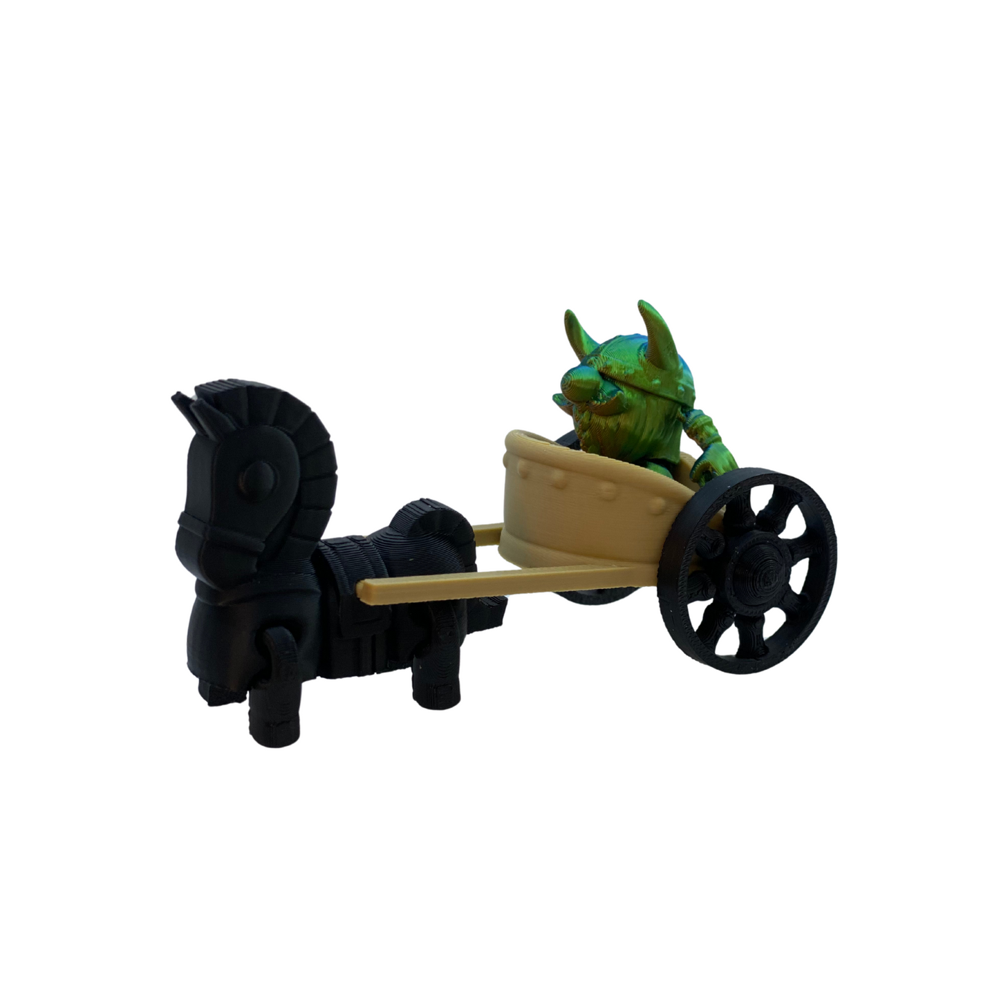 BuildInk Viking Chariot Set – 3D Printed Miniature Toy – Random Color Combo – Includes Viking, Horse & Cart – 1 Set