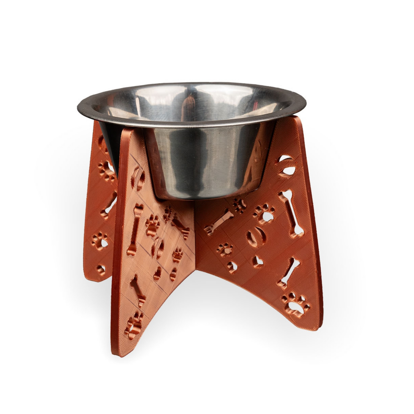 Raised Dog Bowl Stand – Pet Feeder Base with Bone & Paw Design – Easy to Assemble – 3D Printed Plastic