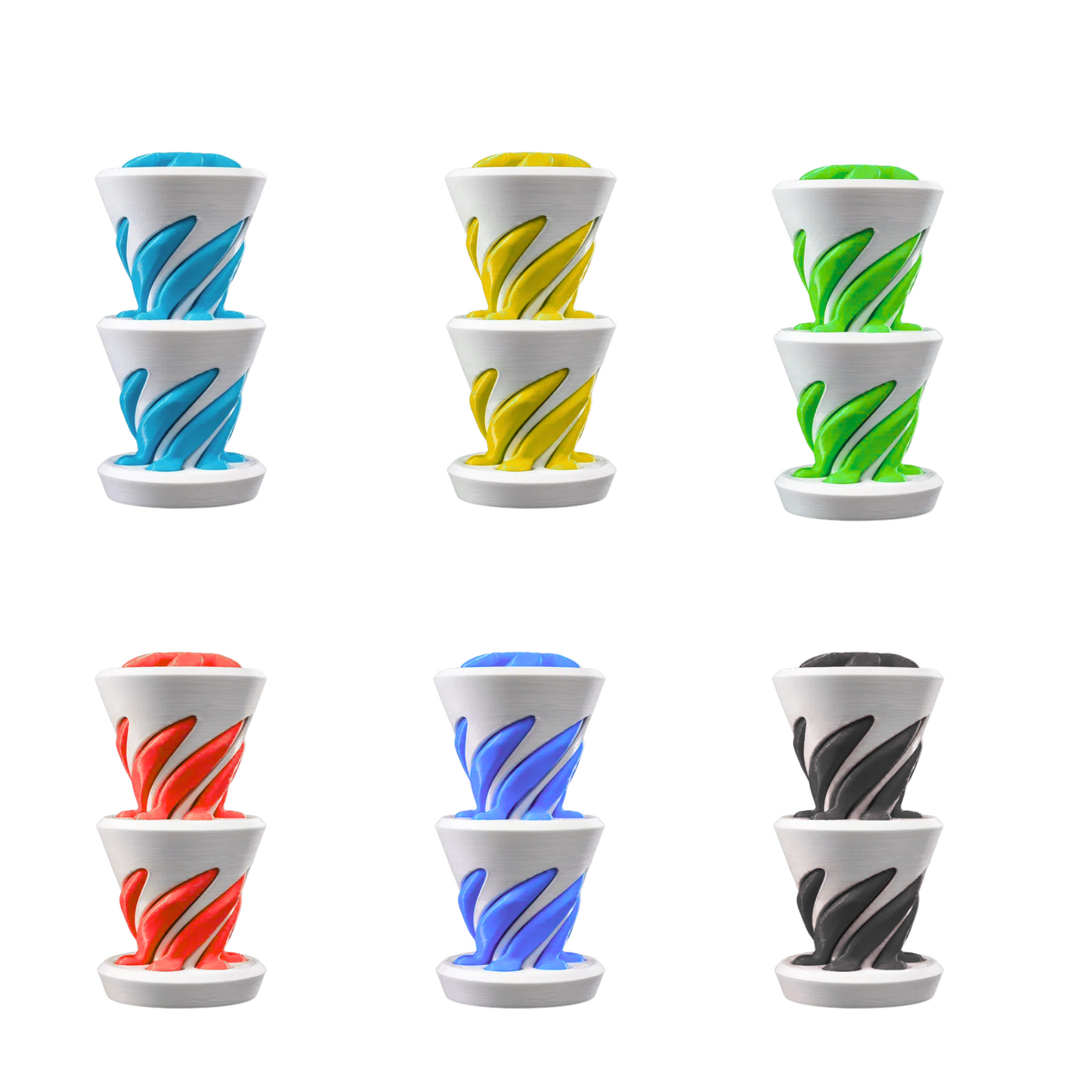 6-Pack 3D Printed Optical Illusion Fidget Set – Spiral Helix Sculptures – Relaxing Desk Toys for Adults & Kids – Impossible Cone Style Decor
