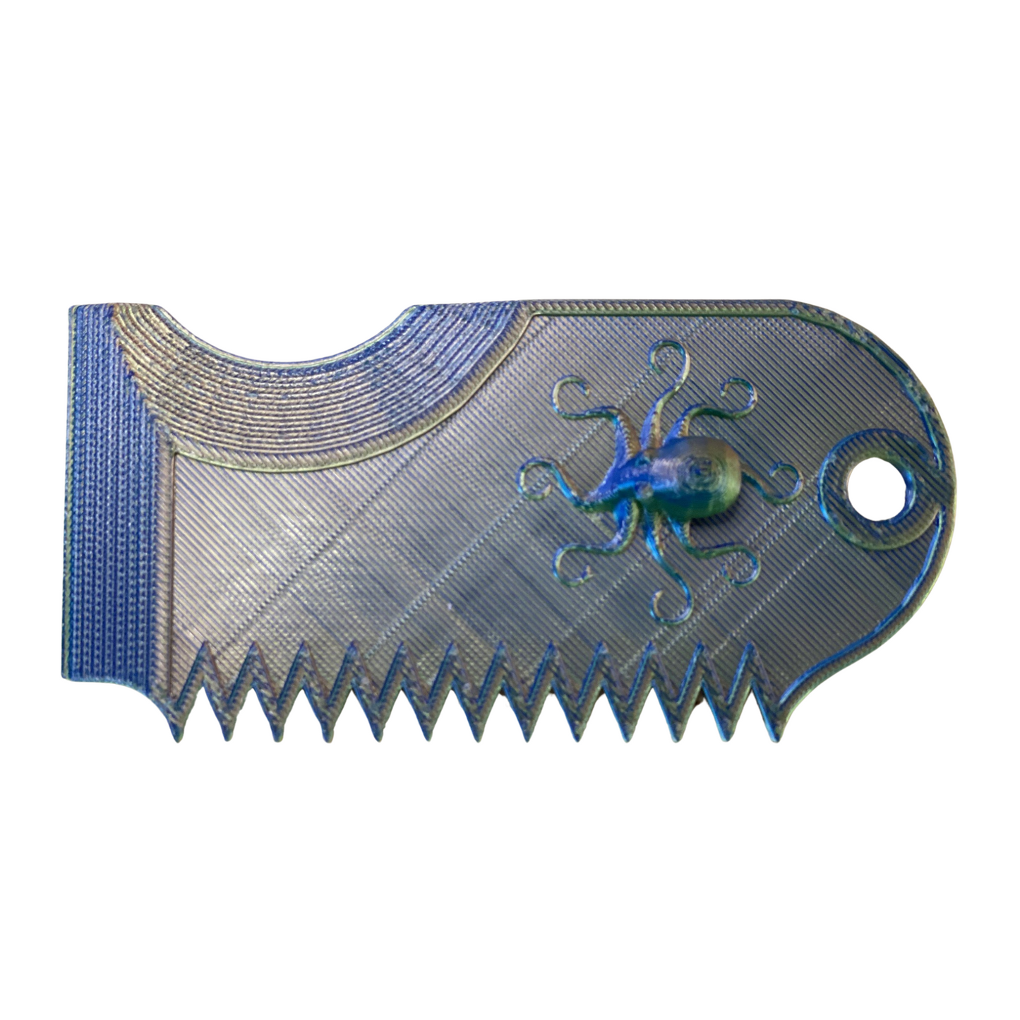 Blue Octo Surf Wax Comb – Ergonomic Surf Tool with Octopus Relief – Shiny Silk PLA Finish