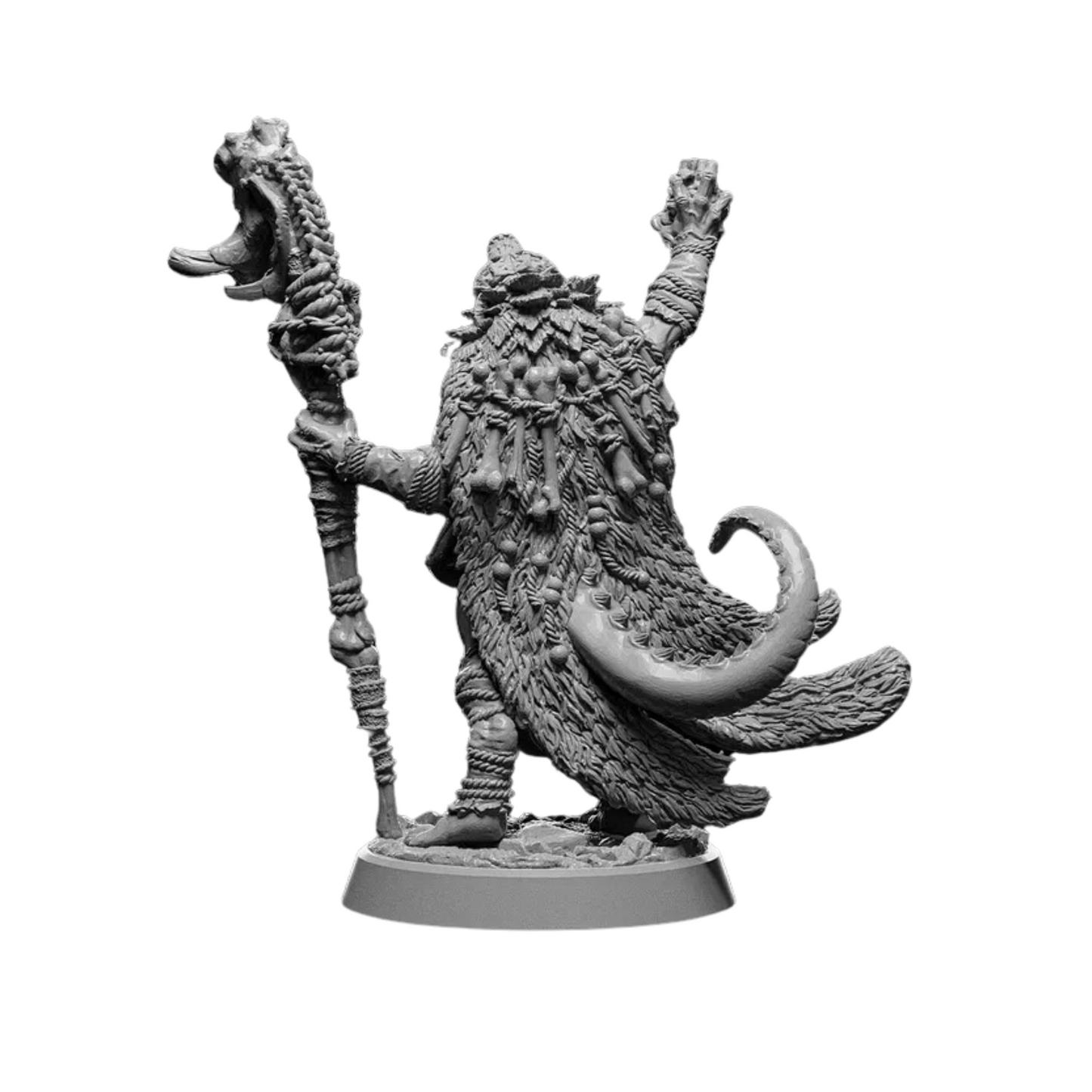 Dragonfolk Shaman Miniature – 75mm – Unpainted Resin Figure