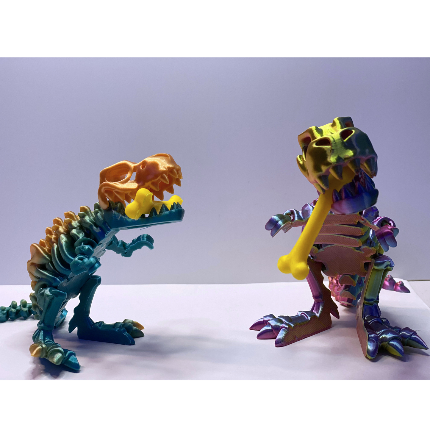 3D Printed Articulated T-Rex Skeleton β 10" & 8" β Multicolor or Solid Options
