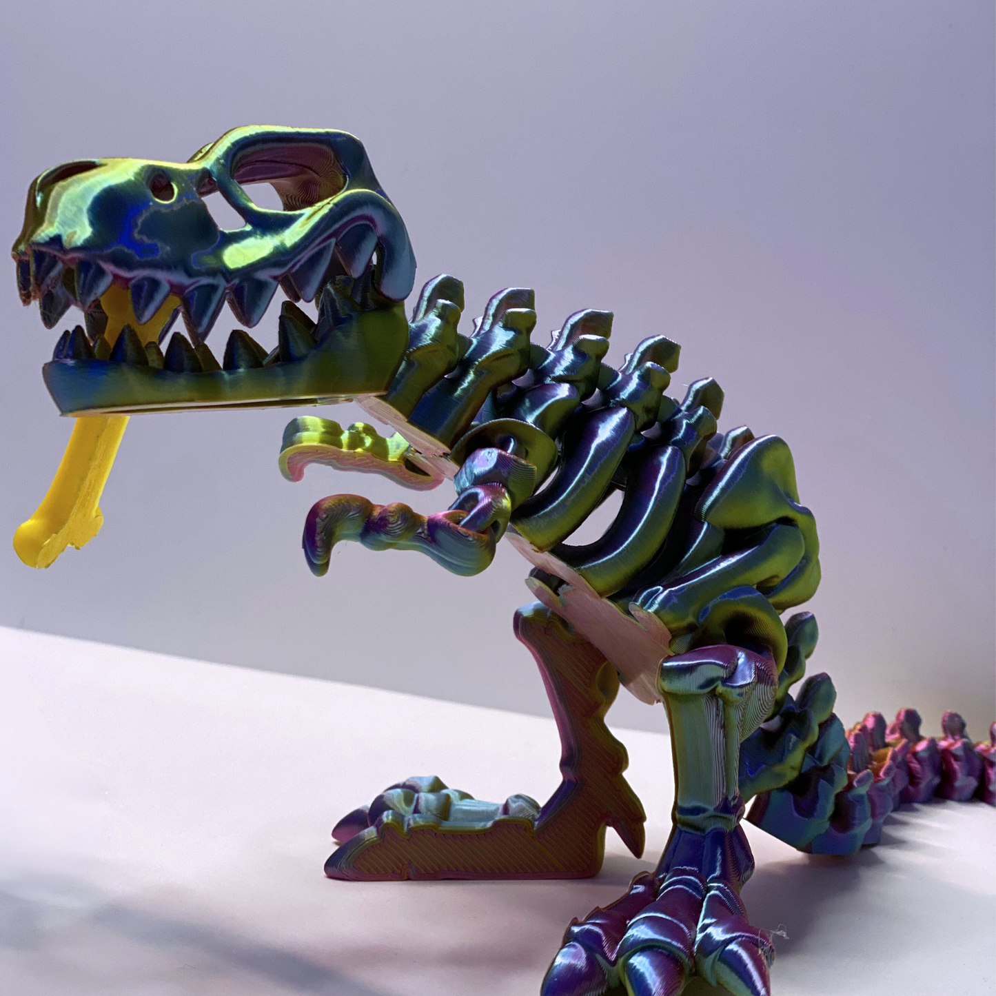 3D Printed Articulated T-Rex Skeleton β 10" & 8" β Multicolor or Solid Options