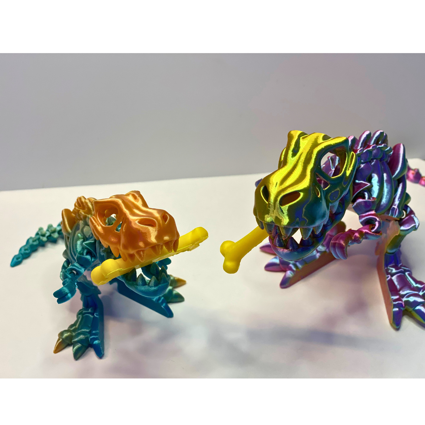 3D Printed Articulated T-Rex Skeleton β 10" & 8" β Multicolor or Solid Options