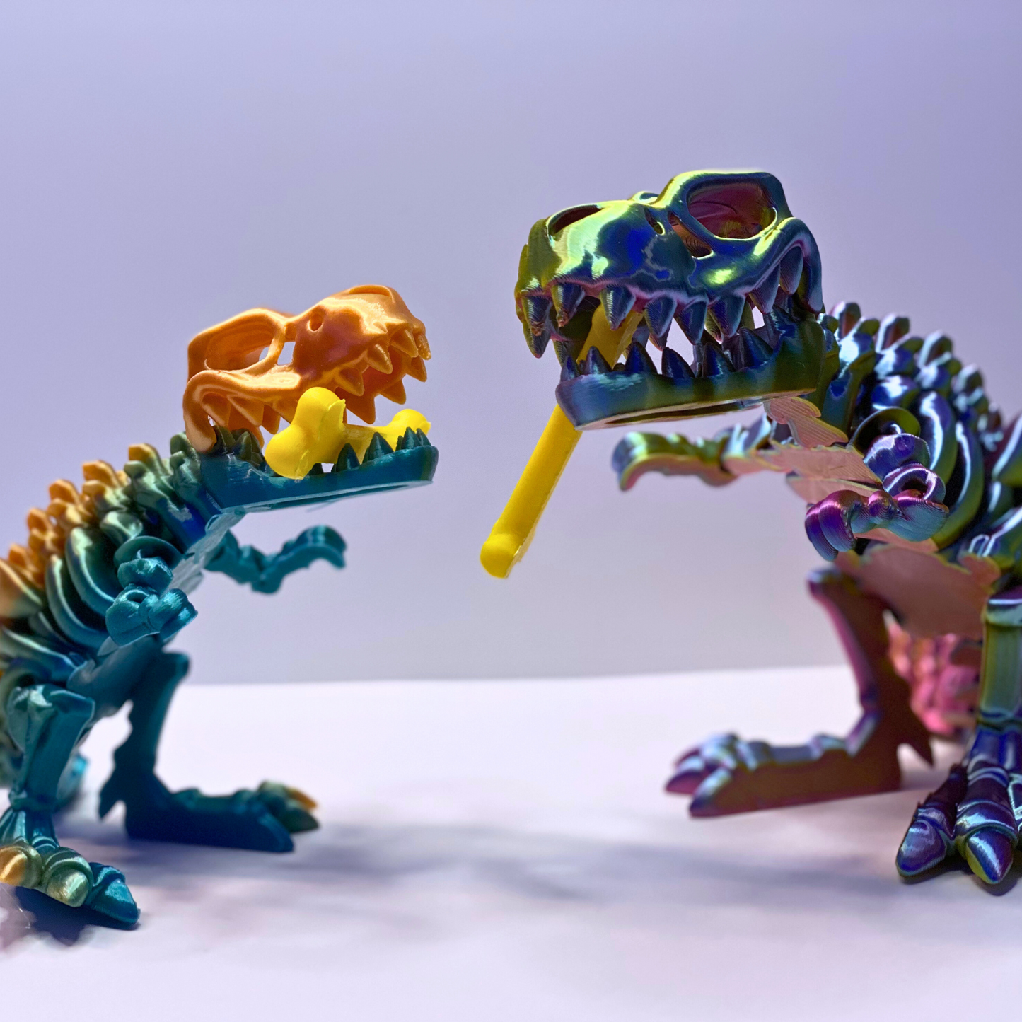 3D Printed Articulated T-Rex Skeleton β 10" & 8" β Multicolor or Solid Options