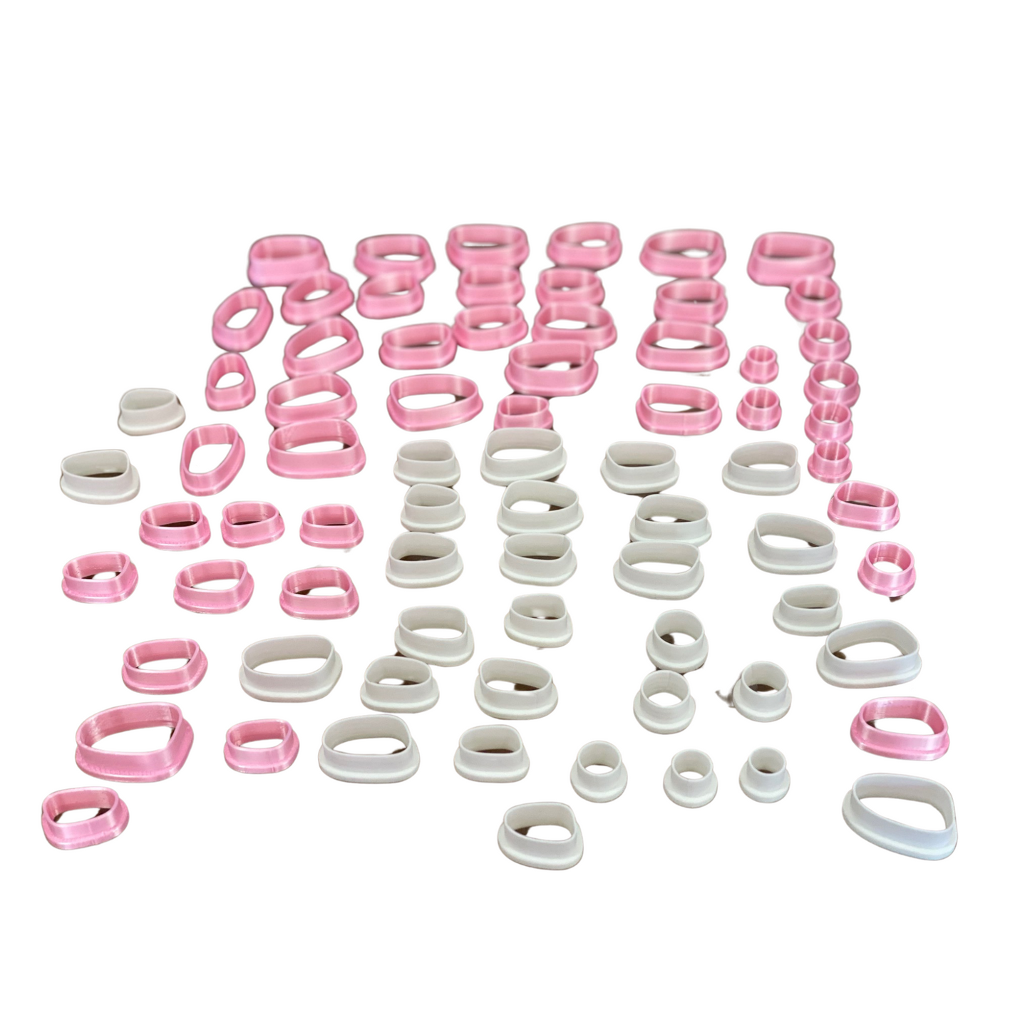 Pebble Drop Clay Cutter β 80 Piece Polymer Clay Cutter Set β Organic Shape Cutters β Pink & White β Jewelry & DIY Tools