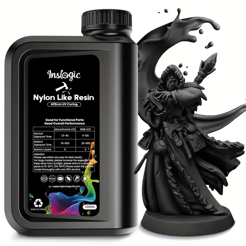 Inslogic Durable Nylon-Like 3D Printer Resin (2.2LB) Black