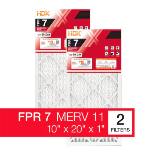 10 in. x 20 in. x 1 in. Allergen Plus Pleated Air Filter FPR 7, MERV 11 (2-Pack)