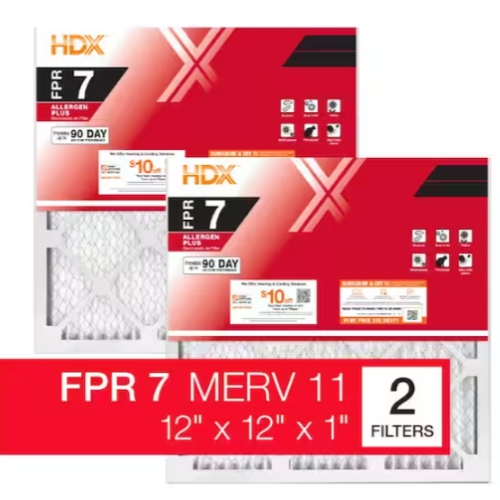 12 in. x 12 in. x 1 in. Allergen Plus Pleated Furnace Air Filter FPR 7, MERV 11 (2-Pack)