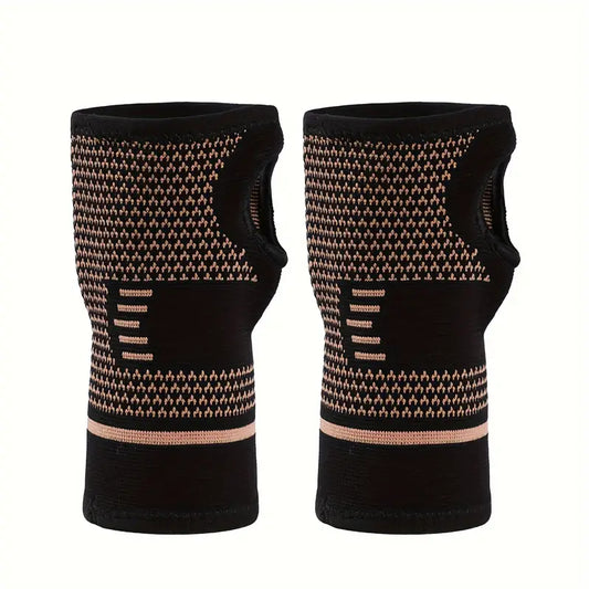 Copper Wrist Compression Sleeves, Comfortable and Breathable for Arthritis, Tendonitis, Sprains, Workout, Carpal Tunnel, Wrist Support for Women and Men (Pair)