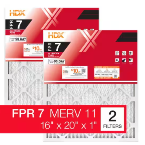 16 in. x 20 in. x 1 in. Allergen Plus Pleated Furnace Air Filter FPR 7, MERV 11 (2-Pack)