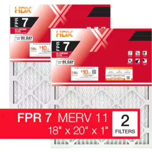 18 in. x 20 in. x 1 in. Allergen Plus Pleated Air Filter FPR 7, MERV 11 (2-Pack)
