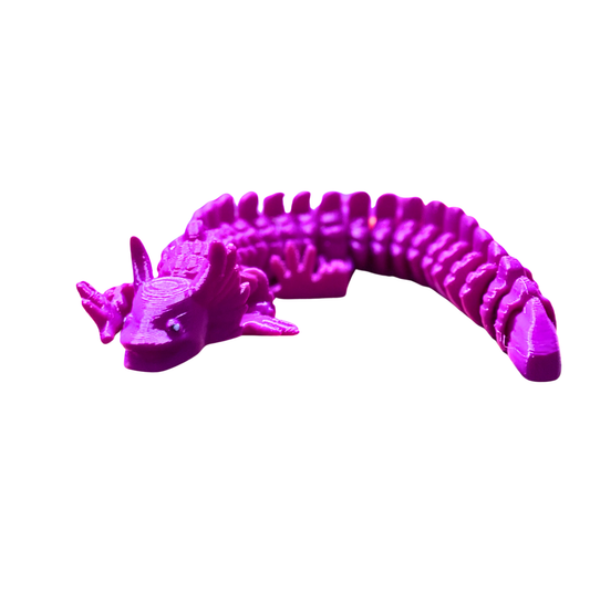 💜 12-Inch Flexible Articulated 3D Dragon - Vibrant Purple Fidget Toy 🦎