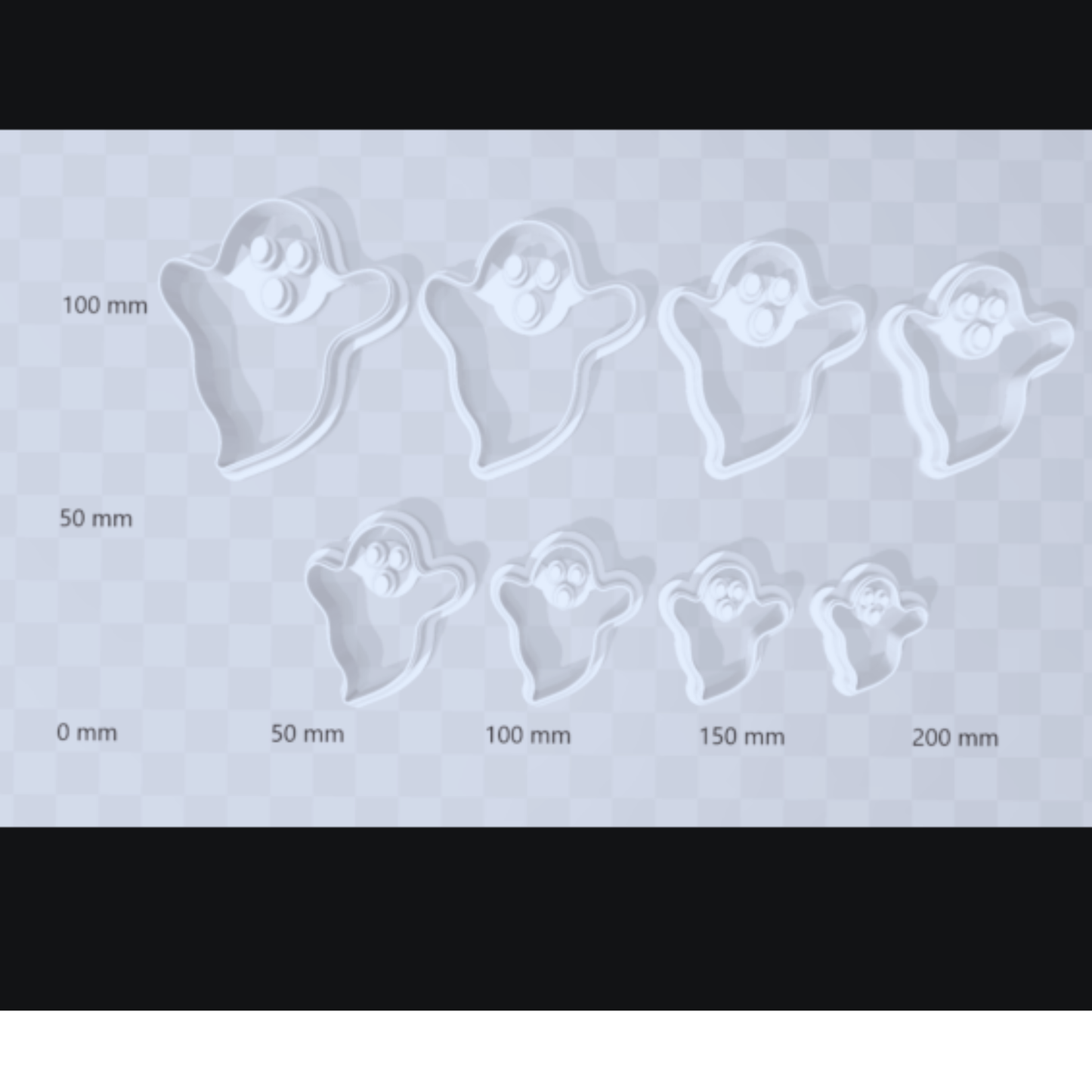 BuildInk™ Ghost 7 Clay Cutter Set – 7-Piece + FREE Bonus 20 mm Mini (8 Total) | Polymer Clay/Fondant Cutters | 3D Printed, Made to Order