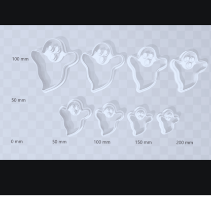 BuildInk™ Ghost 7 Clay Cutter Set – 7-Piece + FREE Bonus 20 mm Mini (8 Total) | Polymer Clay/Fondant Cutters | 3D Printed, Made to Order