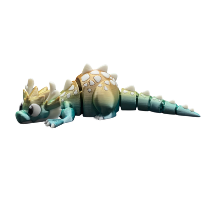 BuildInk Articulated Baby Dragon Fidget Toy - 3D Printed Flexi Silk Gold Green 6"
