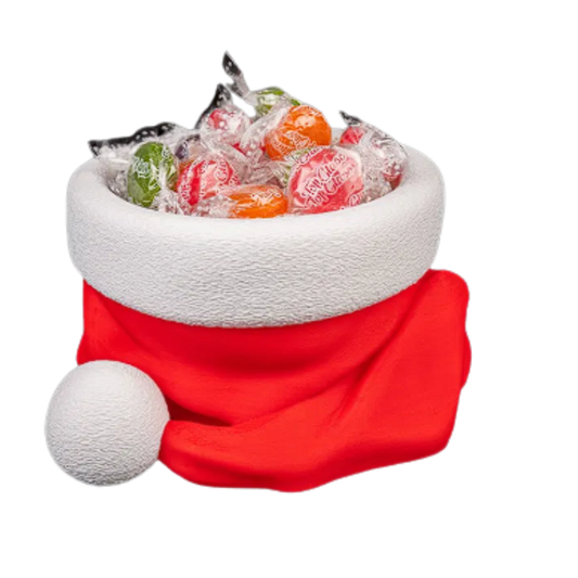 BuildInk Santa Hat Candy Bowl - 3D Printed Christmas Treat Dish - Textured White