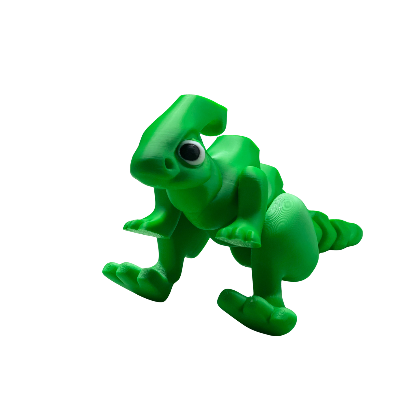 BuildInk Articulated Parasaurolophus Dinosaur Figure - Cute Green Flexi Fidget Toy - 3D Printed