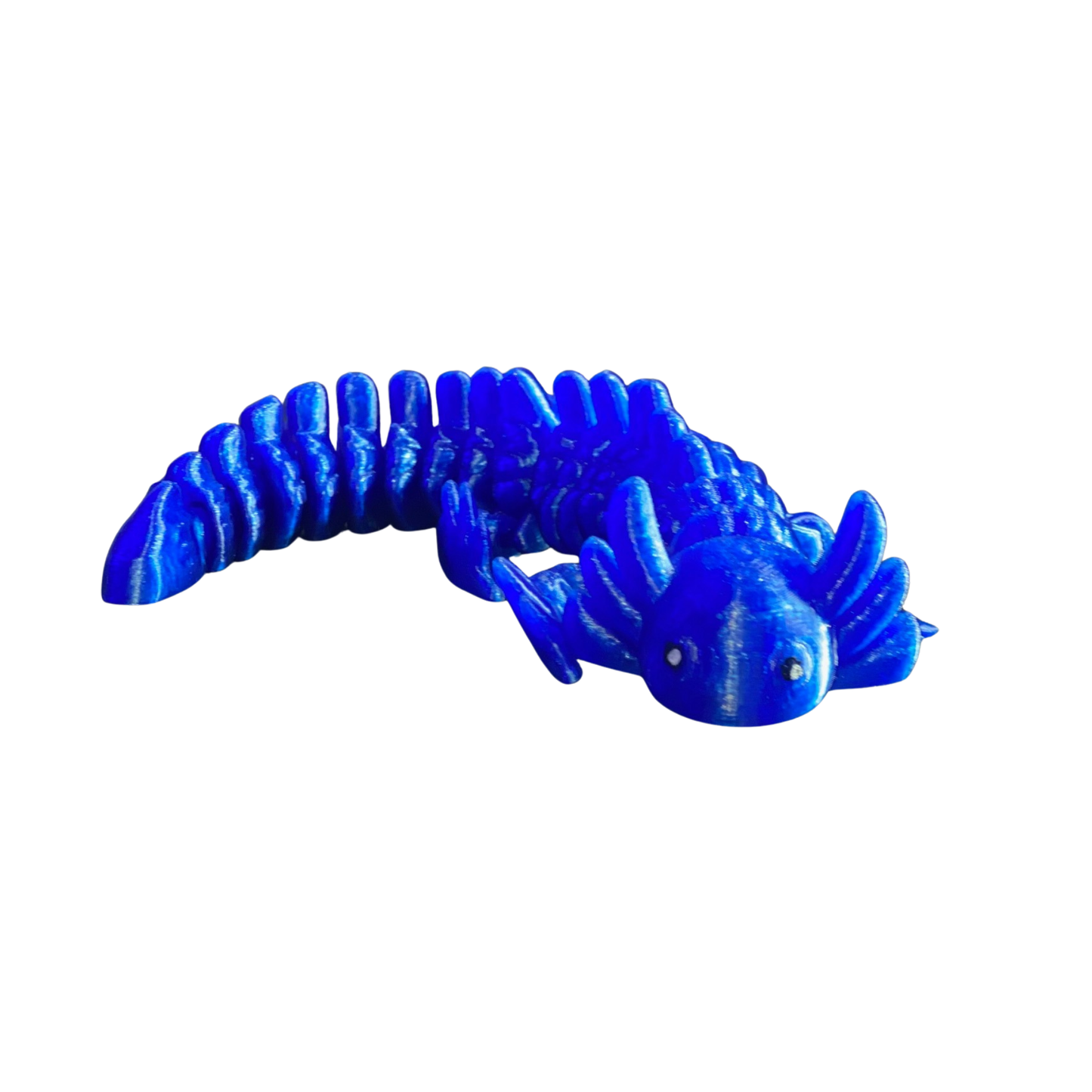 3D Printed Articulated Axolotl - Flexible Fidget Toy - Vibrant Blue Figure