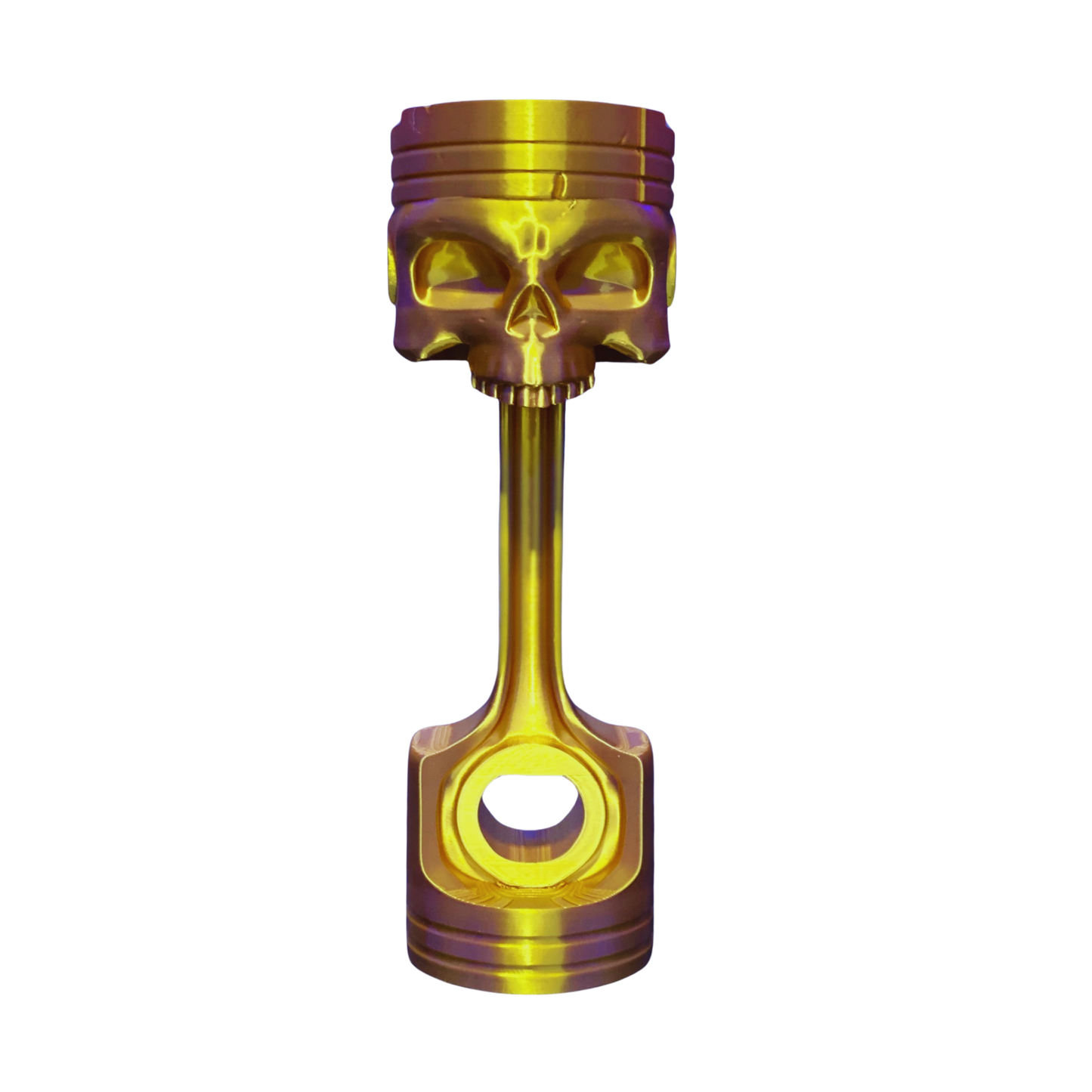 Metallic Gold Skull Piston Headphone Stand | Gaming Headset Holder | Unique Desk Decor/Man Cave Trophy