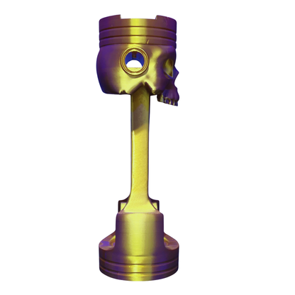 Metallic Gold Skull Piston Headphone Stand | Gaming Headset Holder | Unique Desk Decor/Man Cave Trophy