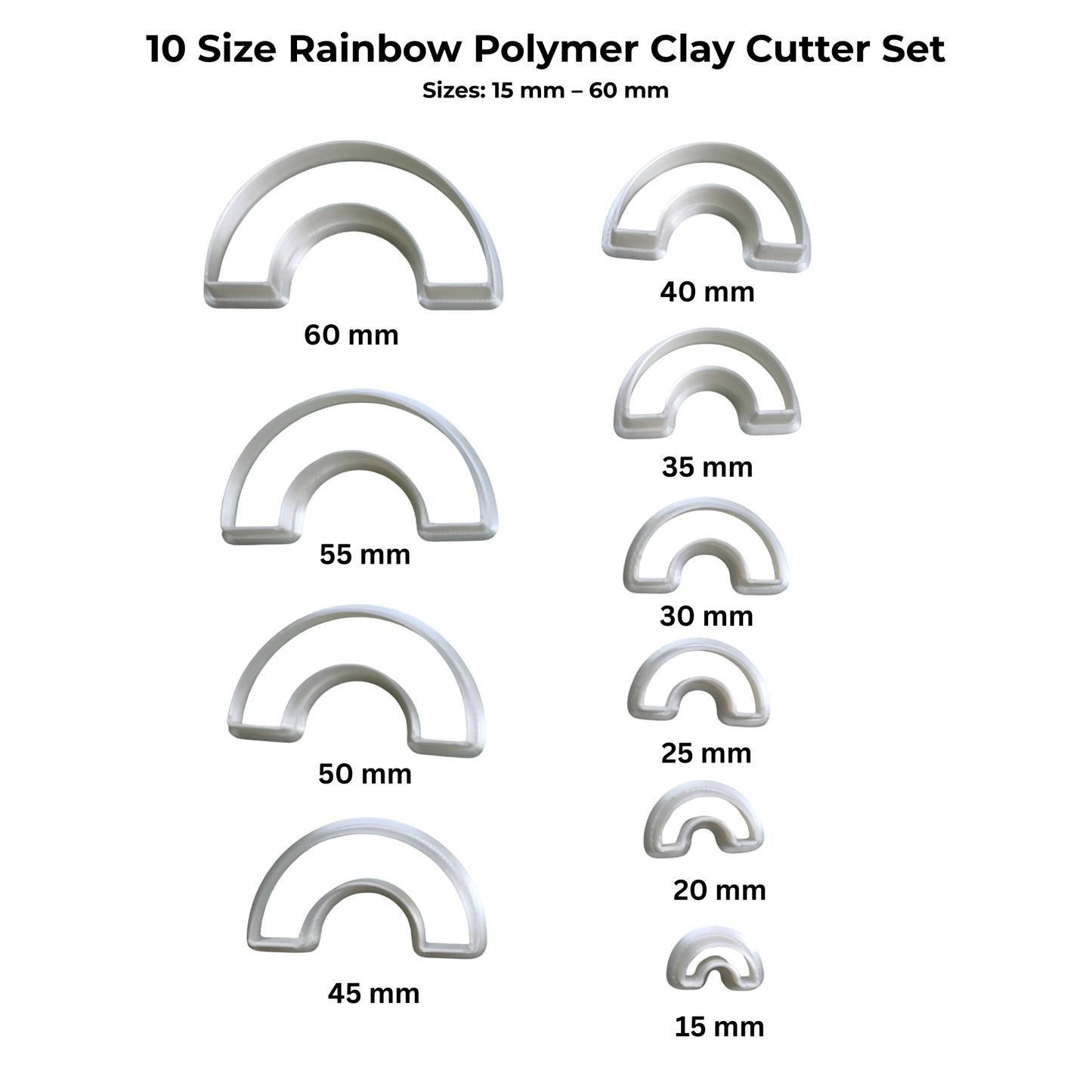 10 Size Rainbow Polymer Clay Cutter Set 15-60mm Arch Clay Cutters Jewelry