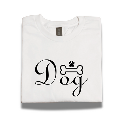 Dog Graphic T-Shirt – White Tee with Black Vinyl Print – Pet Lovers Gift – Unisex Sizes S–3XL