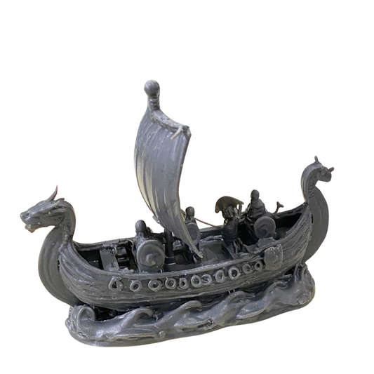 Unpainted Resin Viking Longship Miniature – 3D Printed Collectible – Ready to Paint