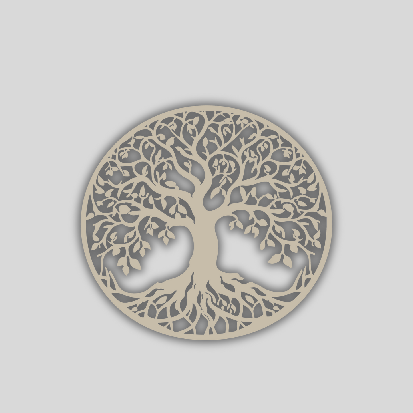 Unpainted Wooden Tree of Life Wall Art – 11.5 Inch Round – 3.5mm Thick Laser Cut Natural Wood