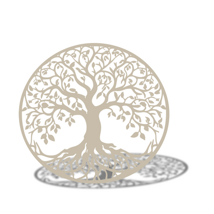 Unpainted Wooden Tree of Life Wall Art – 11.5 Inch Round – 3.5mm Thick Laser Cut Natural Wood