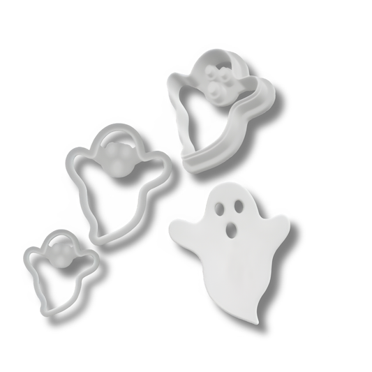 BuildInk™ Ghost 7 Clay Cutter Set – 7-Piece + FREE Bonus 20 mm Mini (8 Total) | Polymer Clay/Fondant Cutters | 3D Printed, Made to Order