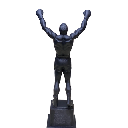 6x2 Black Resin Boxing Champion Mini Statue – Victory Pose on Base