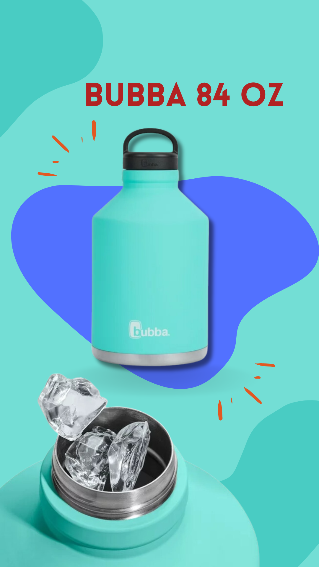 Bubba 84 oz Island Teal Insulated Stainless Steel Water Bottle with Screw Cap