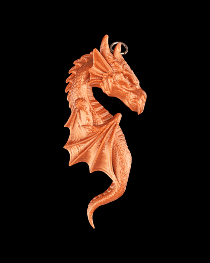 Bonded by Fire Dragon Pendant Necklace – 3D Printed Fantasy Dragon Jewelry – Gothic Mythical Necklace – Unisex