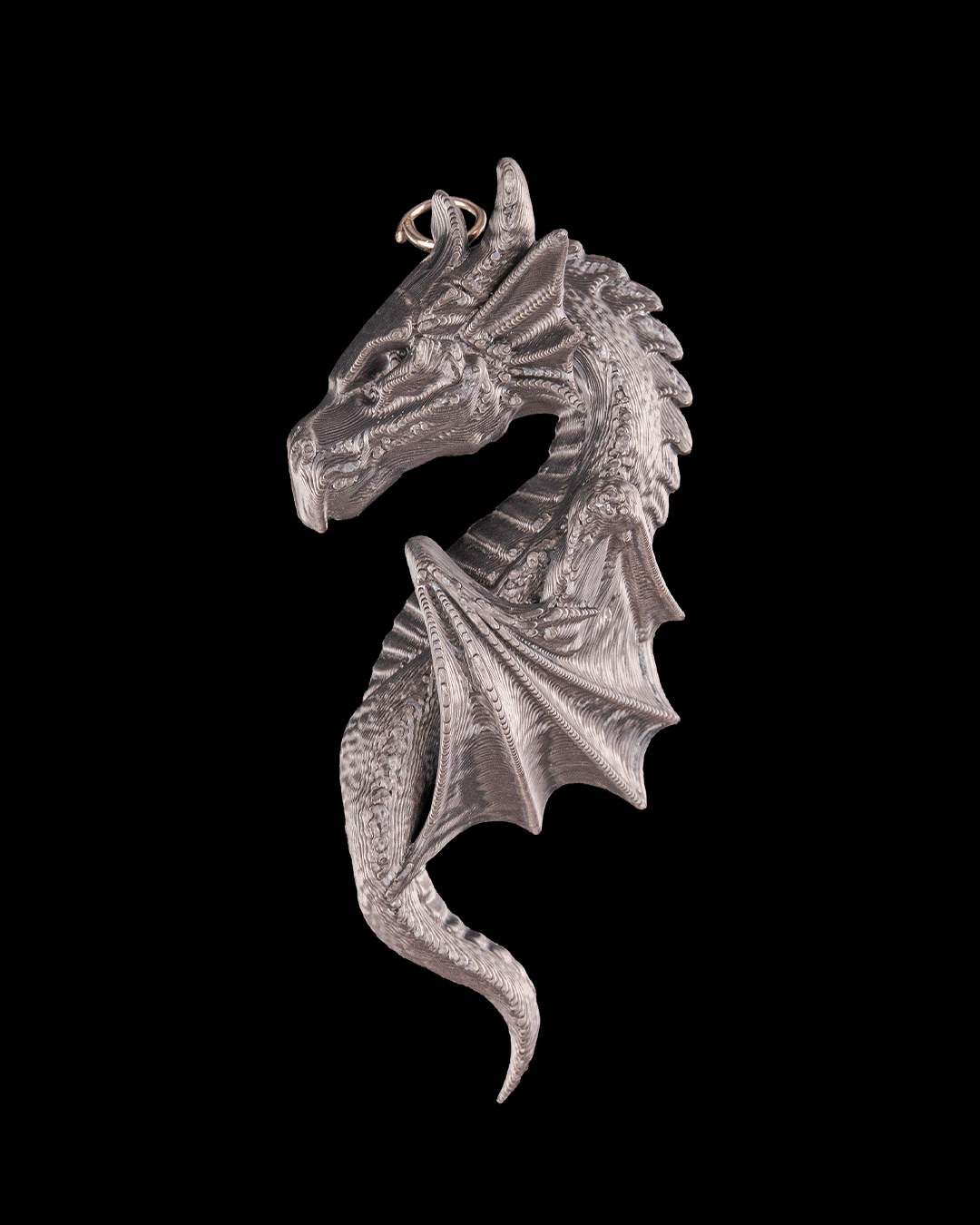 Bonded by Fire Dragon Pendant Necklace – 3D Printed Fantasy Dragon Jewelry – Gothic Mythical Necklace – Unisex