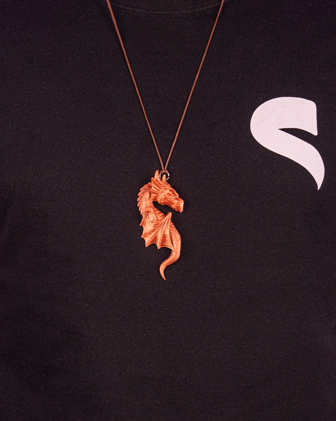 Bonded by Fire Dragon Pendant Necklace – 3D Printed Fantasy Dragon Jewelry – Gothic Mythical Necklace – Unisex