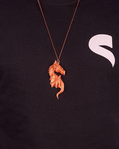 Bonded by Fire Dragon Pendant Necklace – 3D Printed Fantasy Dragon Jewelry – Gothic Mythical Necklace – Unisex